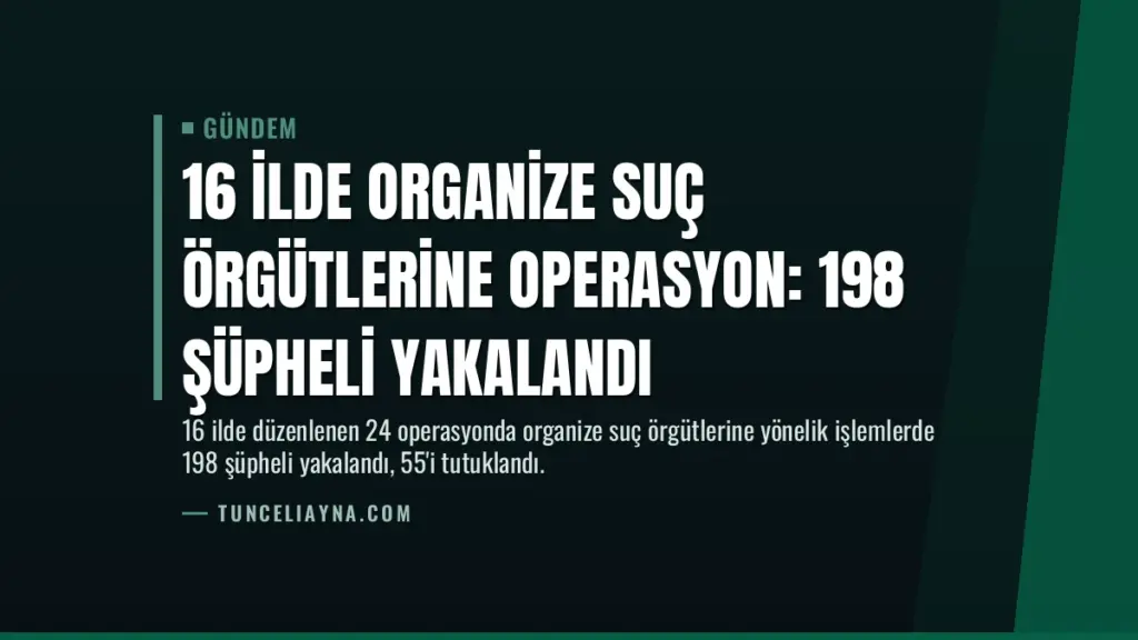 16 İlde Organize Suç Örgütlerine Operasyon: 198 Şüpheli Yakalandı