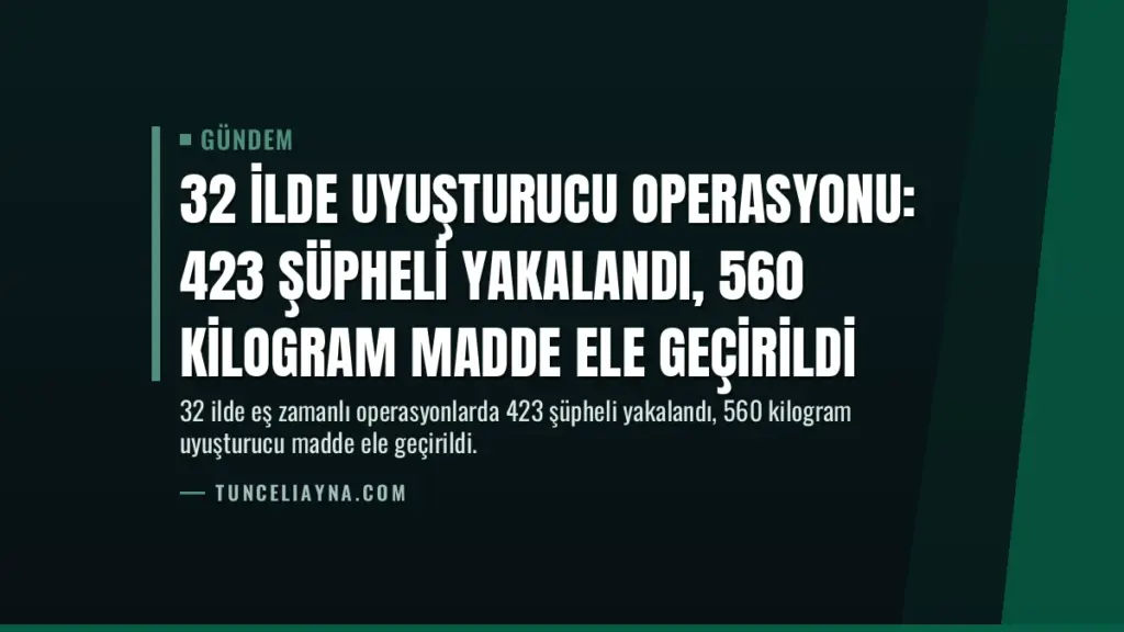 32 İlde Uyuşturucu Operasyonu: 423 Şüpheli Yakalandı, 560 Kilogram Madde Ele Geçirildi