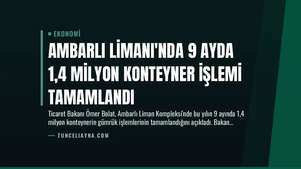 Ambarlı Limanı'nda 9 Ayda 1,4 Milyon Konteyner İşlemi Tamamlandı