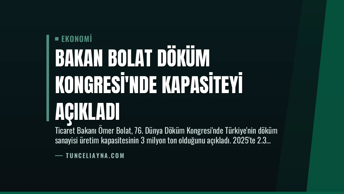 Bakan Bolat Döküm Kongresi’nde Kapasiteyi Açıkladı