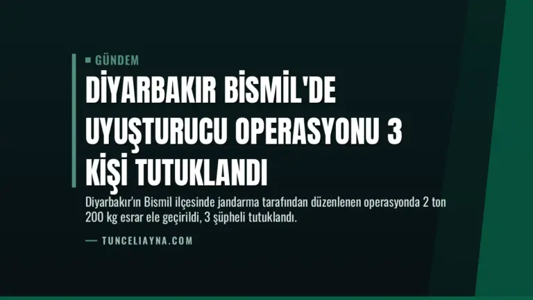 Diyarbakır Bismil’de Uyuşturucu Operasyonu 3 Kişi Tutuklandı