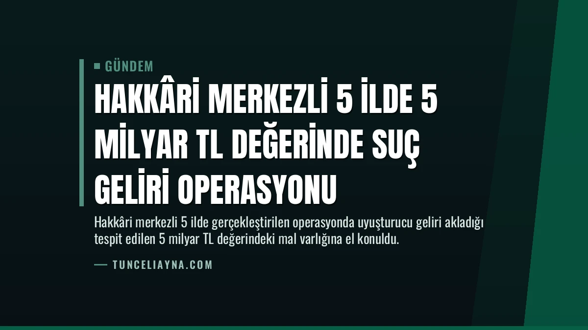 Hakkâri Merkezli 5 İlde 5 Milyar TL Değerinde Suç Geliri Operasyonu