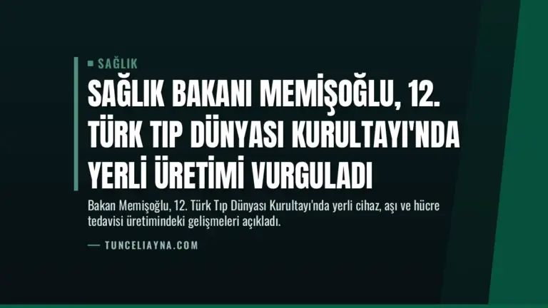 Sağlık Bakanı Memişoğlu, 12. Türk Tıp Dünyası Kurultayı'nda Yerli Üretimi Vurguladı