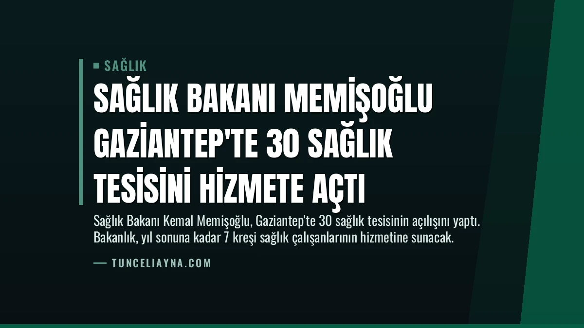 Sağlık Bakanı Memişoğlu Gaziantep’te 30 Sağlık Tesisini Hizmete Açtı