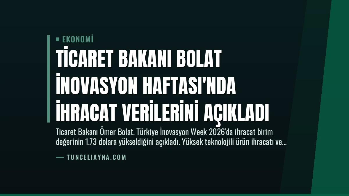 Ticaret Bakanı Bolat İnovasyon Haftası’nda İhracat Verilerini Açıkladı