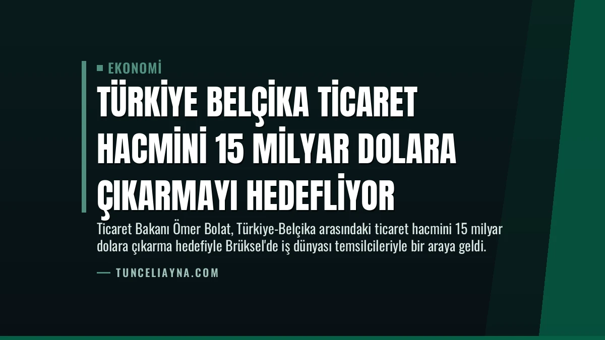 Türkiye Belçika Ticaret Hacmini 15 Milyar Dolara Çıkarmayı Hedefliyor